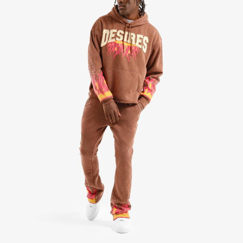 Copper Rivet 'Desires' Cropped Hoodie (Brown) 531076