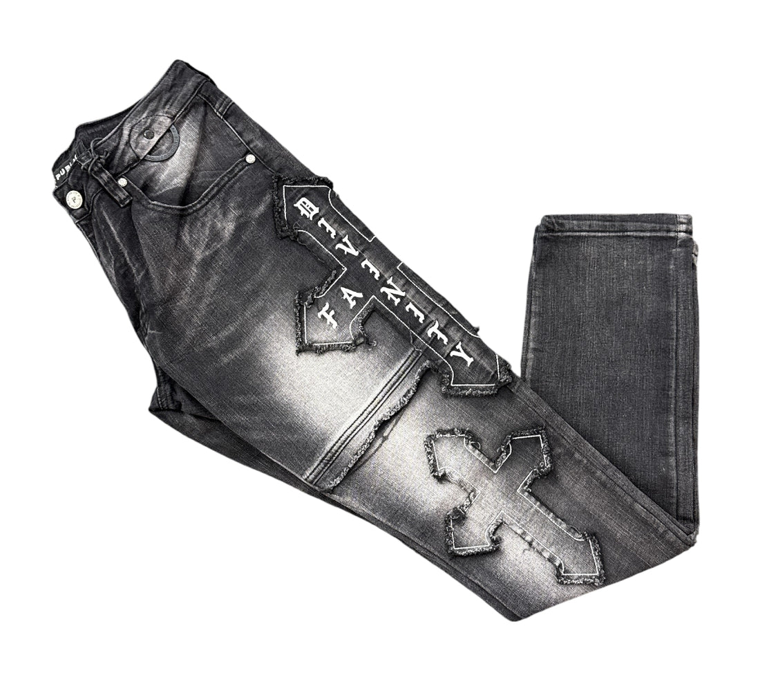 Publik 'Cross Patch' Slim Fit Denim (Black Shadow) KD2533