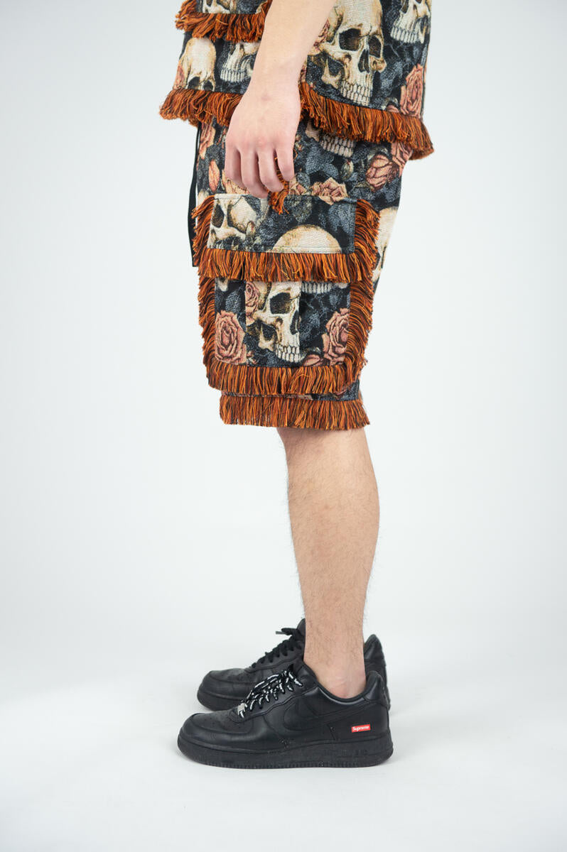 Rebel Minds 'Skulls' Tapestry Shorts (Orange) 641-994