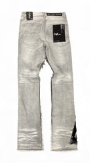 C’est La Vie pocket stacked flare denim grey CV1010 back view