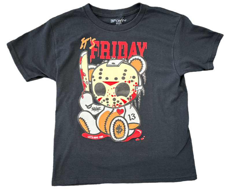 3FORTY Kids 'It's Friday' T-Shirt (Black) - FRESH N FITTED-2 INC