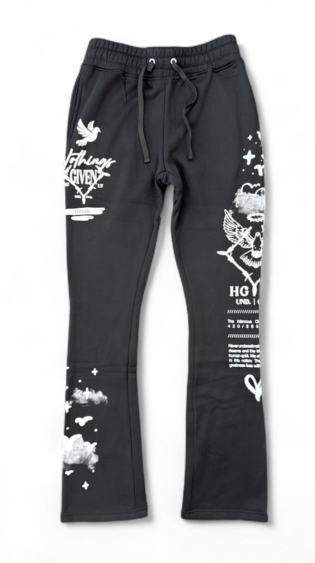 Highly Undrtd 'Given' Stacked Joggers (Black) UF5201