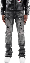 Copper Rivet 'Carpenter' Front Zipper Pocket Flare Denim (Washed Black) 533018