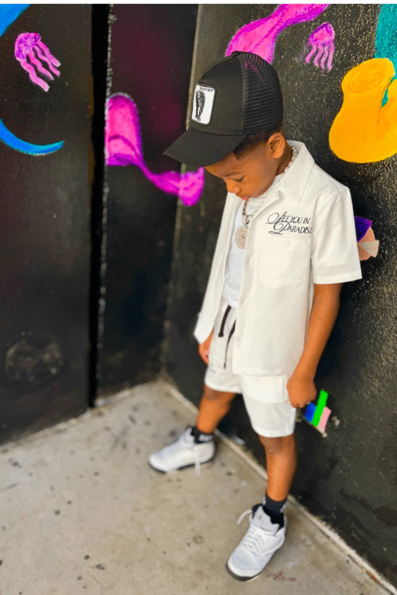 Jordan Craig Kids ‘Oakland Mechanic’ Short Sleeve Button Up Shirt (White) 2061K
