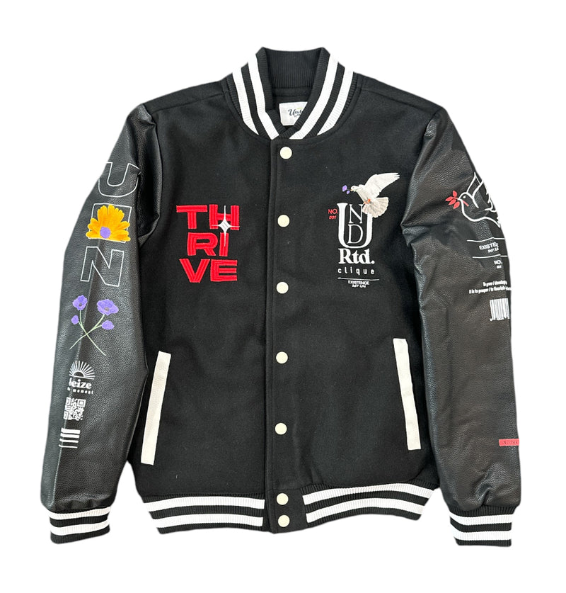 Highly Undrtd 'Thrive & Prosper' Varsity Jacket (Black) UF4912