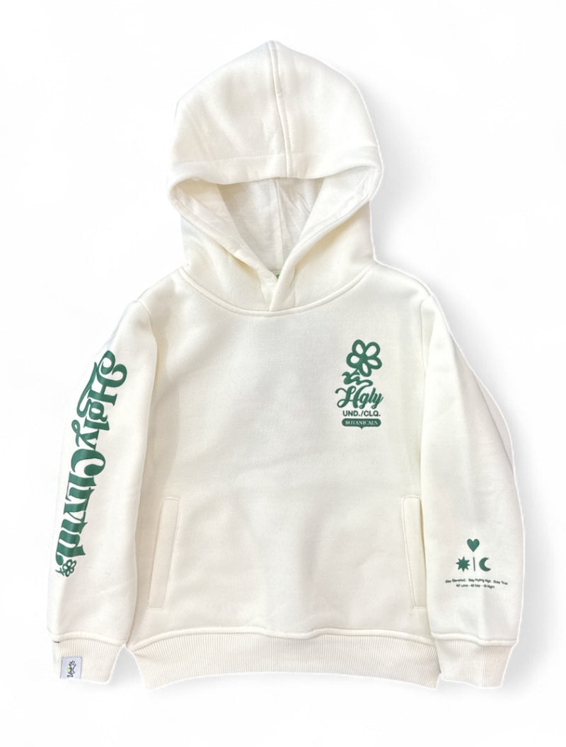 Highly Undrtd Kids 'CLTVTD BOTANICAL' Hoodie (Ivory/Green) UF5606K