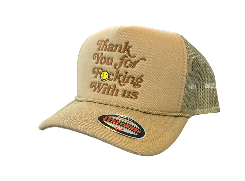 Muka 'Thank You' Trucker Hat (Khaki) TN5325 - Fresh N Fitted Inc 2
