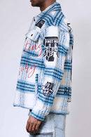 First Row 'Ancestral Call' Multi Patches Wool Shaket (Blue) FRJ2091A - FRESH N FITTED