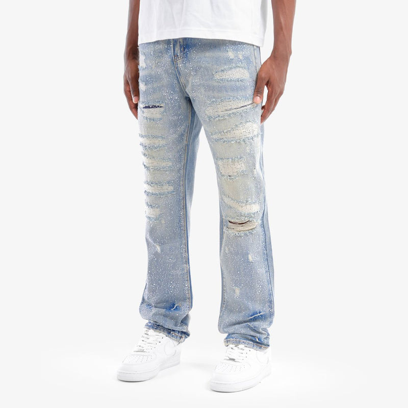 VOYAGE STUDIO ‘Stone On Repair’ Full Rhinestone Straight Fit Denim (LSB) 53P10