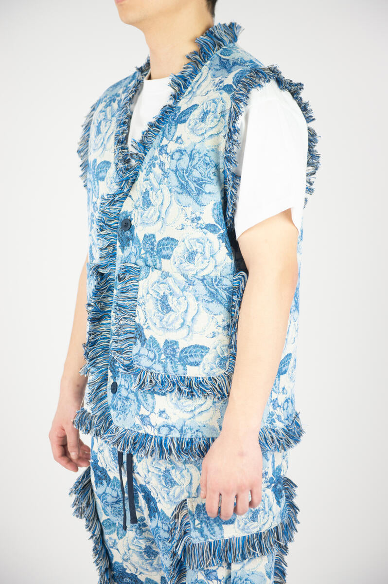 Rebel Minds 'Flowers' Tapestry Vest (Blue) 641-595