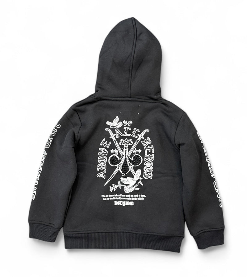Highly Undrtd Kids 'Above All' Rhinestone Zip Up Hoodie (Black) UF5604K