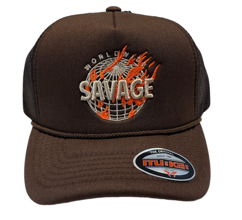 Muka 'Savage' Trucker Hat (Brown) TN5339A - FRESH N FITTED-2 INC