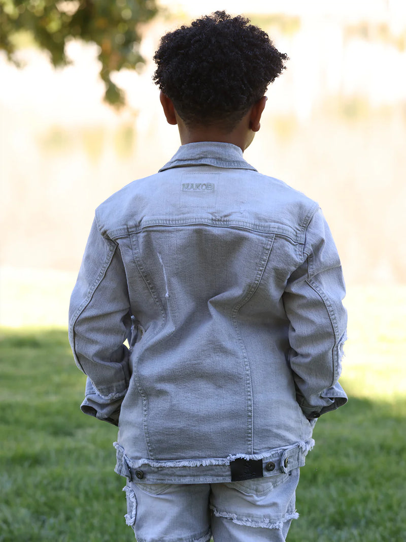 Makobi Kids 'Bergamo' Denim Jacket B1026 (Grey) - Fresh N Fitted Inc 2