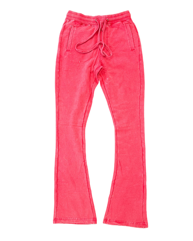 Ring Spun 'Acid Washed' Stacked Fleece Pants (Red) 341-401 - FRESH N FITTED-2 INC