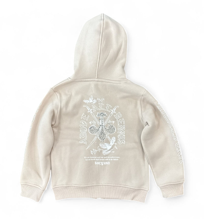 Highly Undrtd Kids 'Above All' Rhinestone Zip Up Hoodie (Pewter) UF5604K