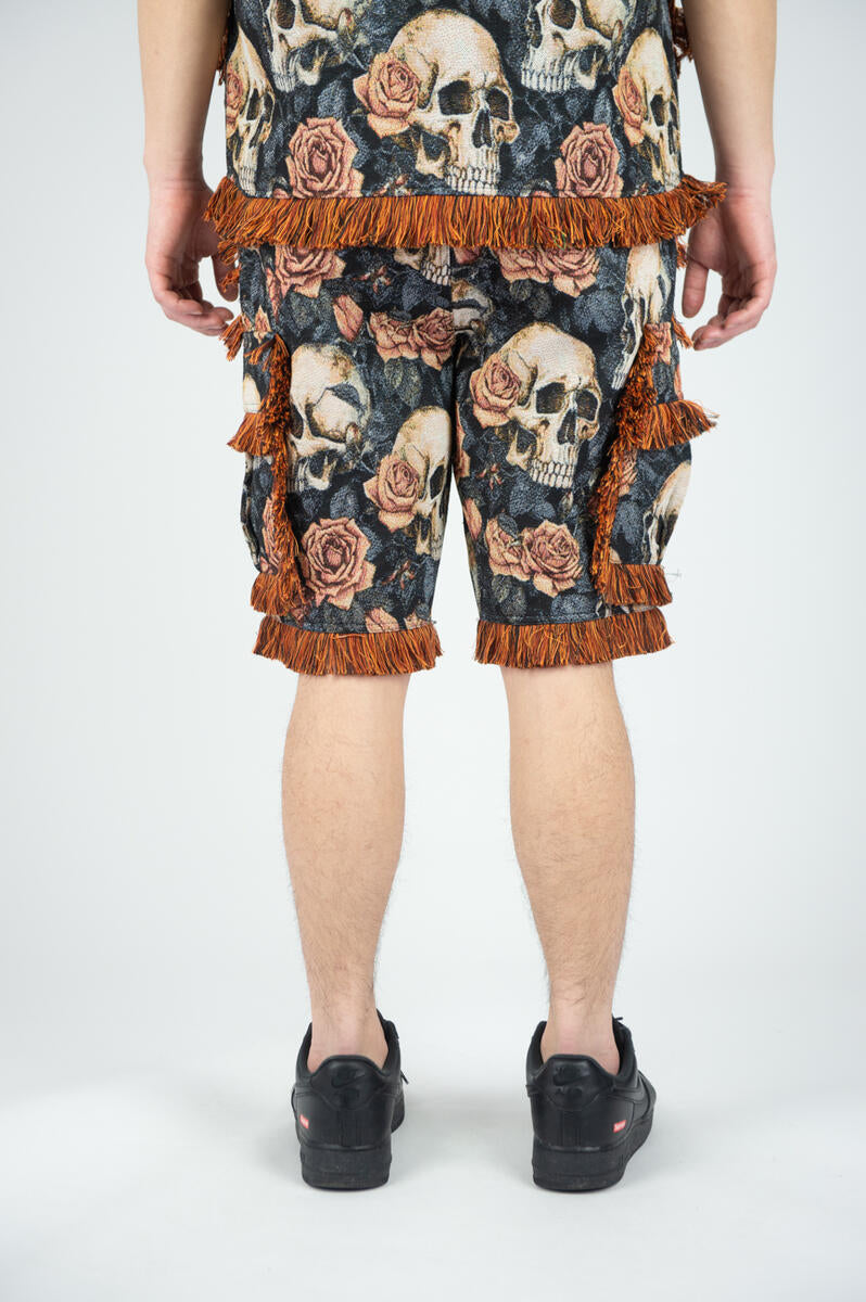 Rebel Minds 'Skulls' Tapestry Shorts (Orange) 641-994