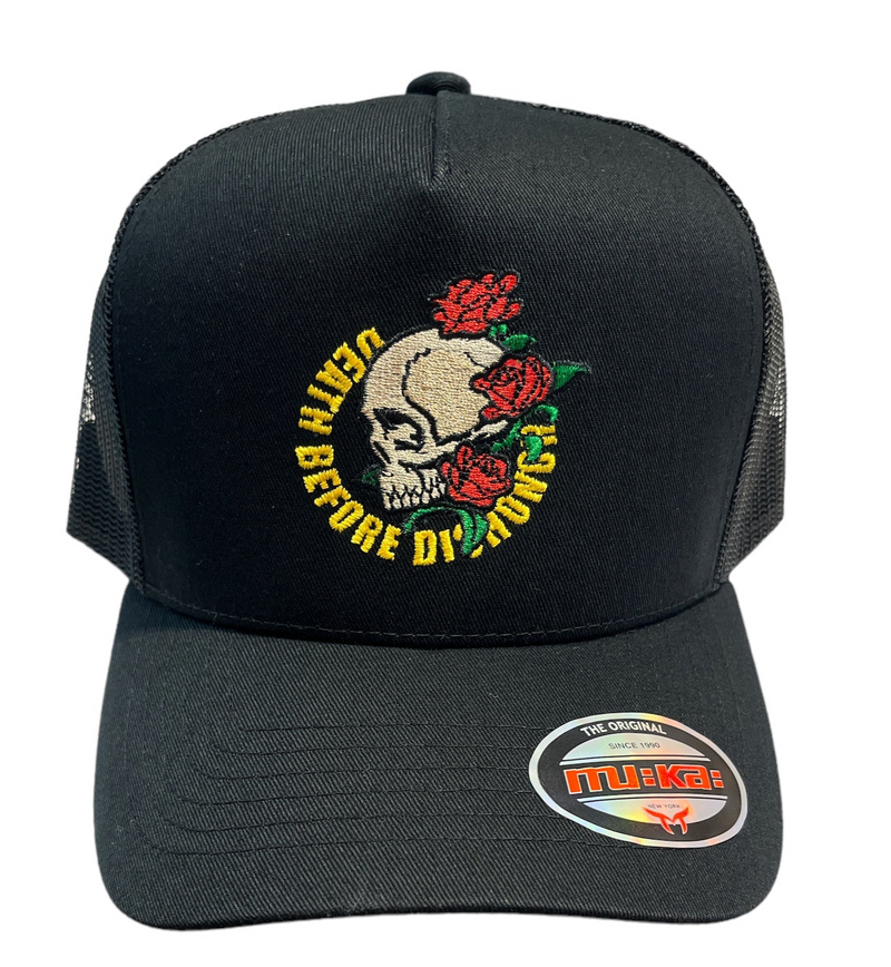 Muka 'Before Death' Trucker Hat (Black) TN5329B - FRESH N FITTED-2 INC