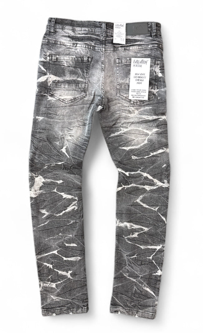 Evolution 'Combat Cargo' Slim Denim (Washed Black) EV-330265