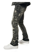 Smoke Rise 'Cut & Sewn Rip Off Letter' Denim (Black Lava) JP24118 - FRESH N FITTED