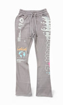 Highly Undrtd ‘Obsessive Culture' Stacked Joggers (Storm) UF5209