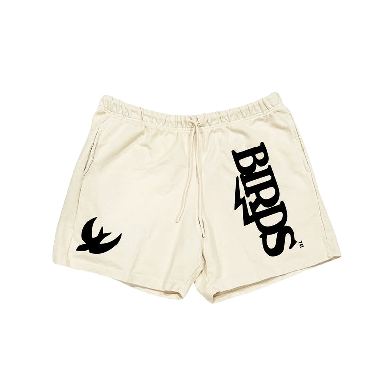 Birds "Day of the Eagle 2.0" Ivory French Terry Garment-Dyed Shorts - FRESH N FITTED-2 INC