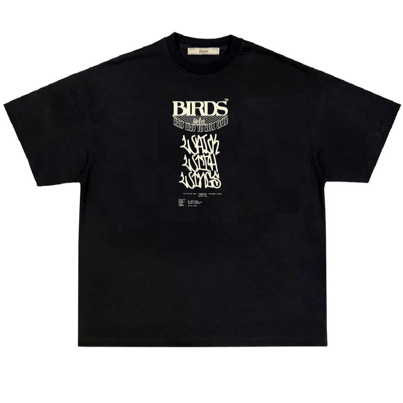 Birds "Half Way To Hell Club" Onyx Oversized Ultra Premium S/S T-Shirt