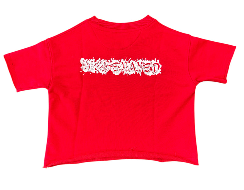 Focus Kids 'Misbehaved' Cropped T-Shirt (Red) 80699T/K