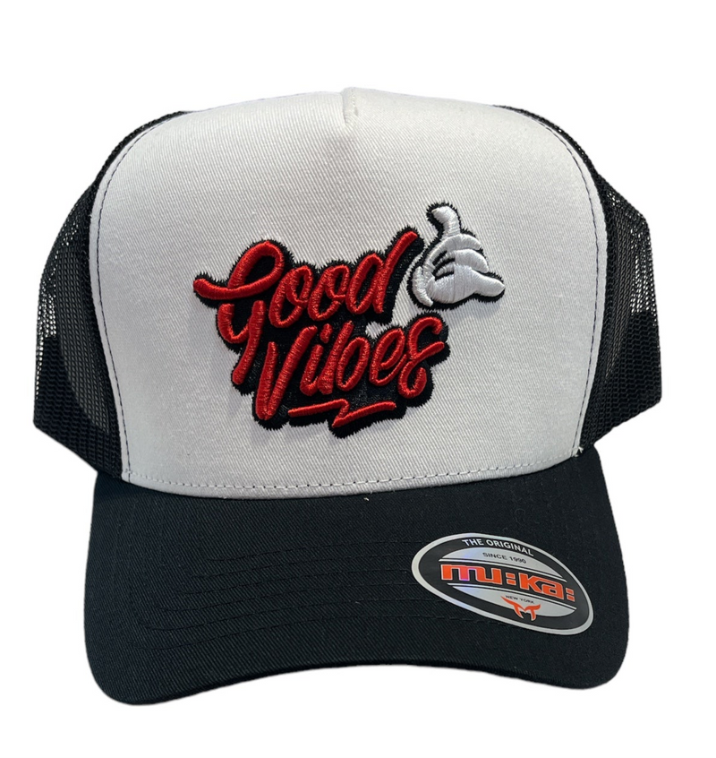 Muka 'Good Vibes' Trucker Hat (Black) TN5328B - FRESH N FITTED-2 INC