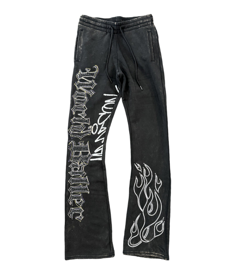 Smoke Rise 'Rhinestone Dystopia' Stack Fleece Joggers (Black) FP24656