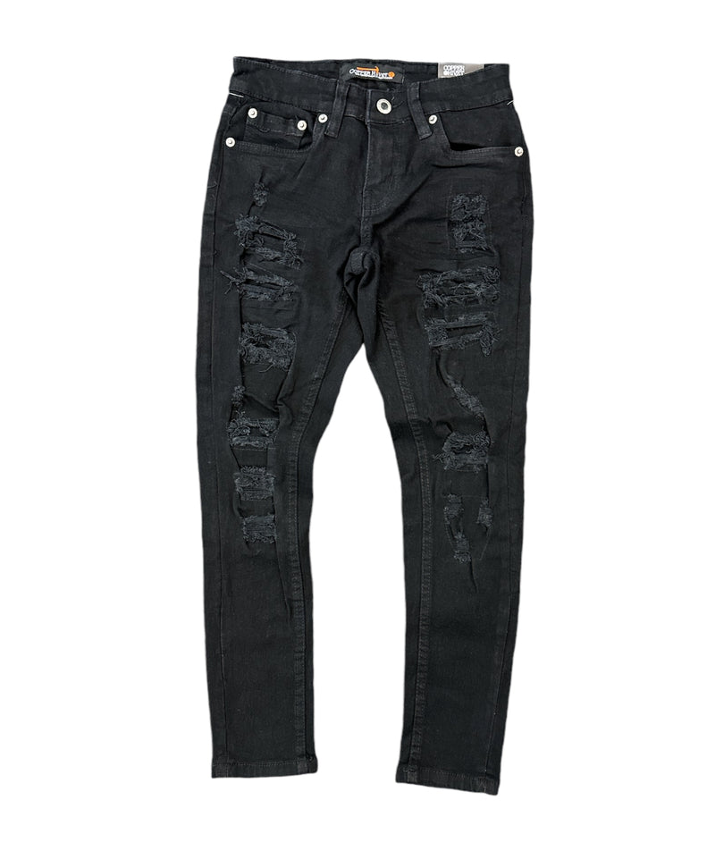 Copper Rivet Kids 'Rip & Repair' Denim (Black) 413015B