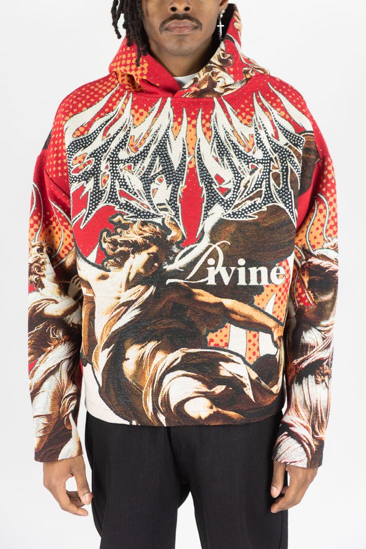 Rebel Minds 'Heaven' Rhinestone Tapestry Hoodie (Red) 152-337