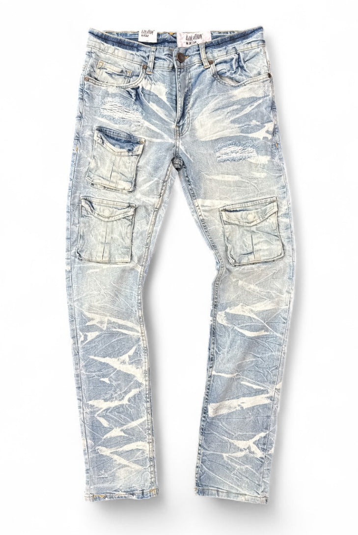 Evolution 'Combat Cargo' Slim Denim (Ice Blue) EV-320265