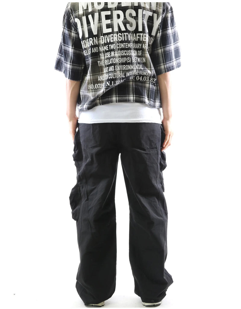 Kleep 'Umbro' Mens Long Sleeve Plaid Crop Shirt (Black) KW-5310