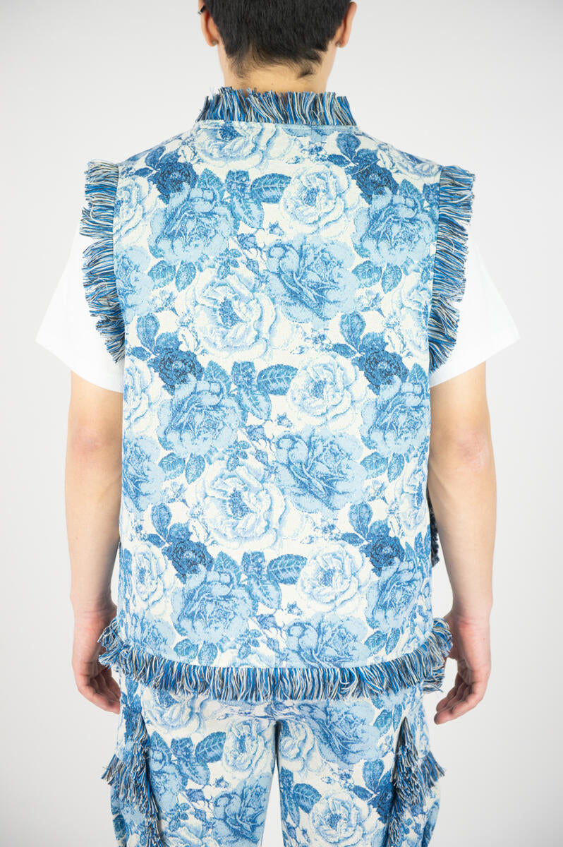 Rebel Minds 'Flowers' Tapestry Vest (Blue) 641-595