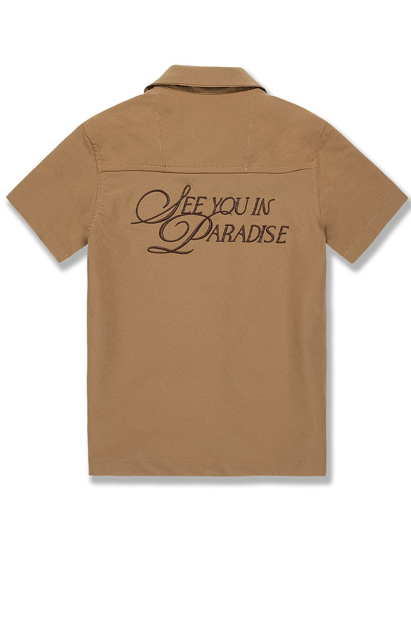 Jordan Craig Kids ‘Oakland Mechanic’ Short Sleeve Button Up Shirt (Mocha) 2061K