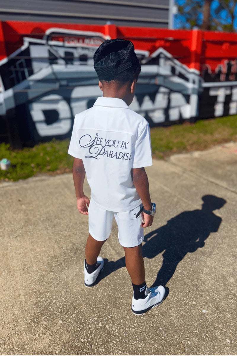 Jordan Craig Kids ‘Oakland Mechanic’ Short Sleeve Button Up Shirt (White) 2061K