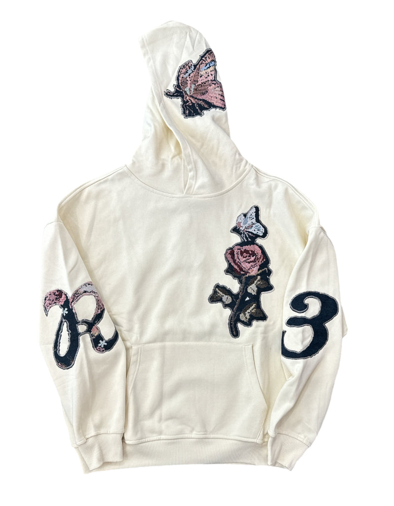 Rebel Denim 'Tapestry Patch' Fleece Hoodie (Cream) 642-352