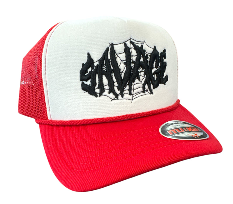 MUKA 'Savage' Trucker Hat (White/Red) T5468