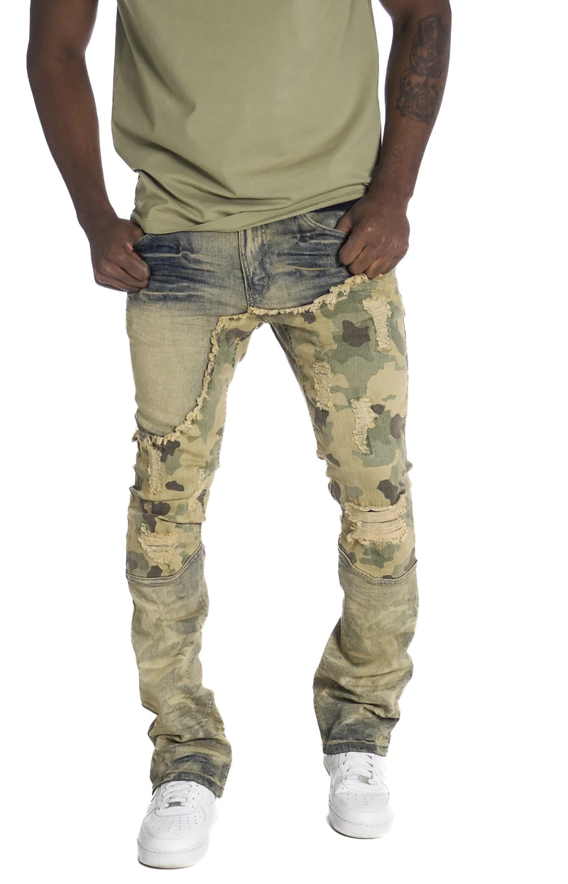 Makobi ' Costello' Stacked Denim (Dirt Wash Camo) M1919 - Fresh N Fitted Inc