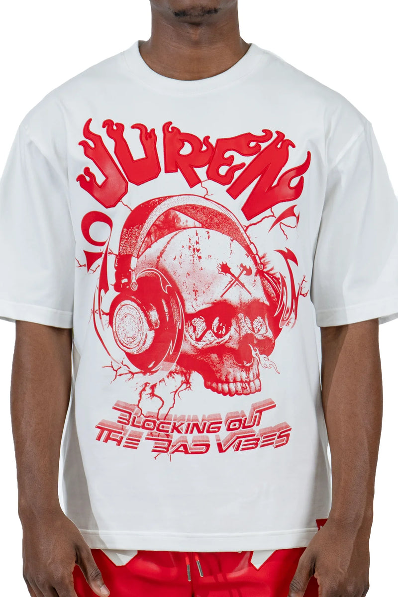 Juren 'Blocking Out The Bad Vibes' T-Shirt (White)