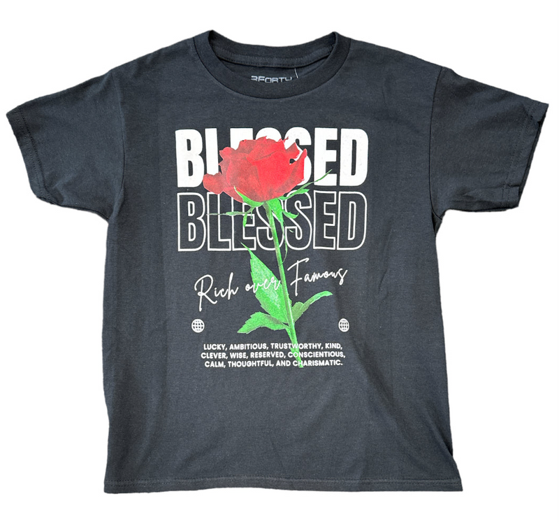 3FORTY Kids 'Blessed' T-Shirt (Black) - FRESH N FITTED-2 INC