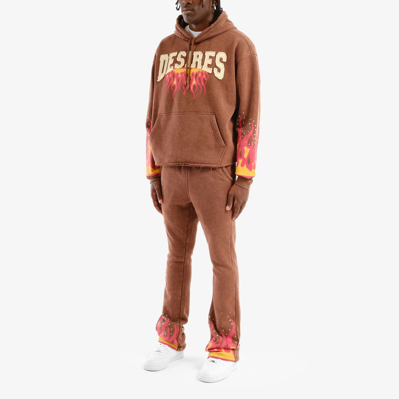 Copper Rivet 'Desires' Stacked Sweat Pants (Brown) 531576