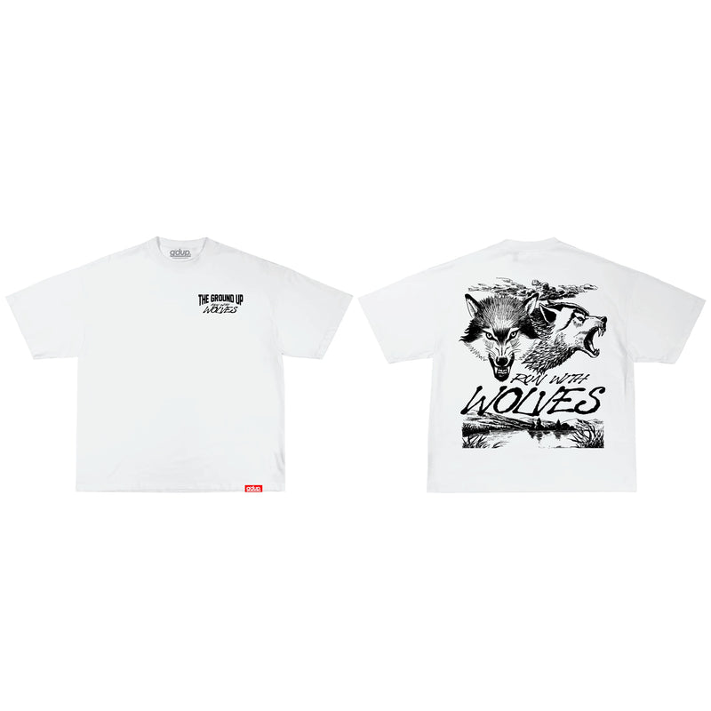 The Ground Up 'Run With Wolves' T-Shirt (White) - FRESH N FITTED-2 INC