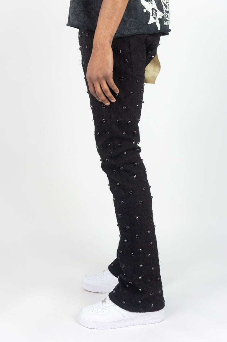 Rebel Denim 'Diamond' Stacked Flare Denim (Black) 652-630