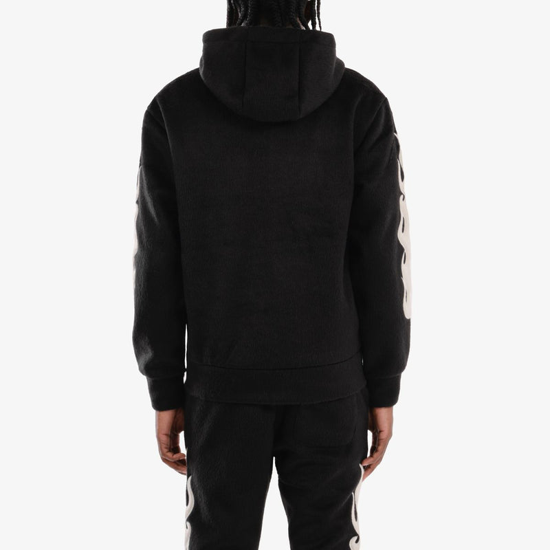 Copper Rivet 'Saints' Mohair Pearl Embroidery Zip Hoodie (Black) 531081