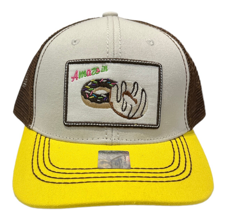 Pitbull Amaze In Life 'Donut2 Patch' Trucker Hat (Stone/Brown/Yellow) FD2DN2SBY - FRESH N FITTED-2 INC