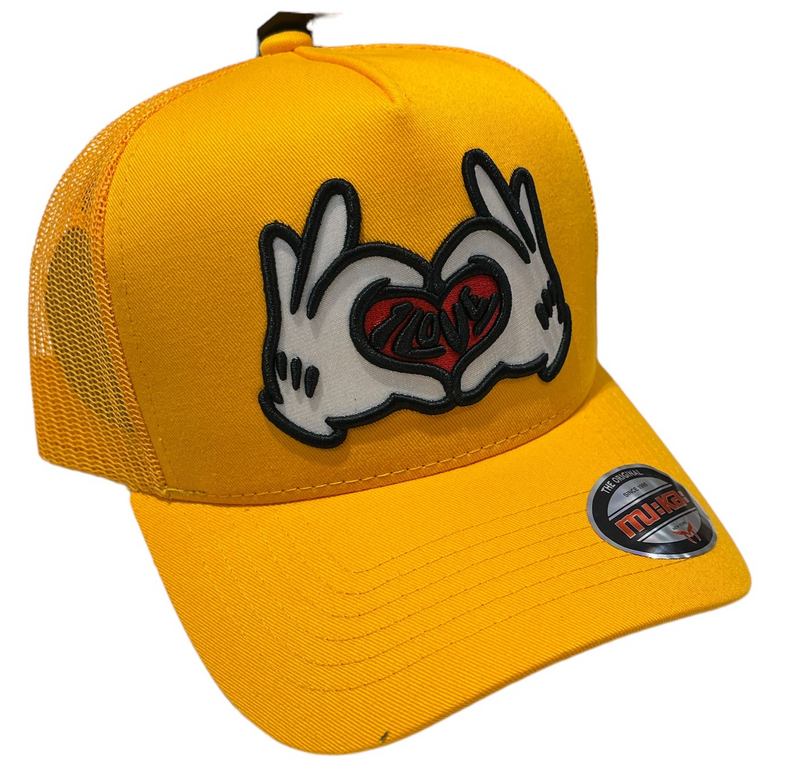 Muka 'Hand Heart' Trucker Hat (Yellow) TN5315B - FRESH N FITTED-2 INC