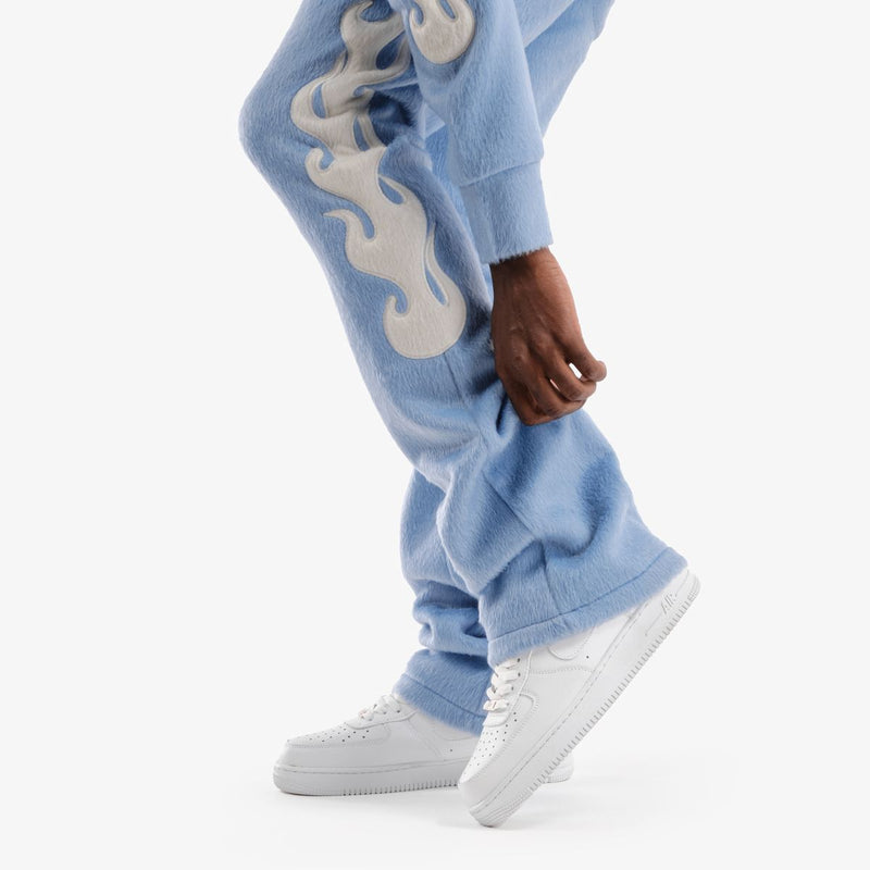 Copper Rivet 'Saints' Mohair Pearl Stacked Sweat Pants (Light Blue) 531581