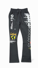 Highly Undrtd ‘Obsessive Culture' Stacked Joggers (Black) UF5209