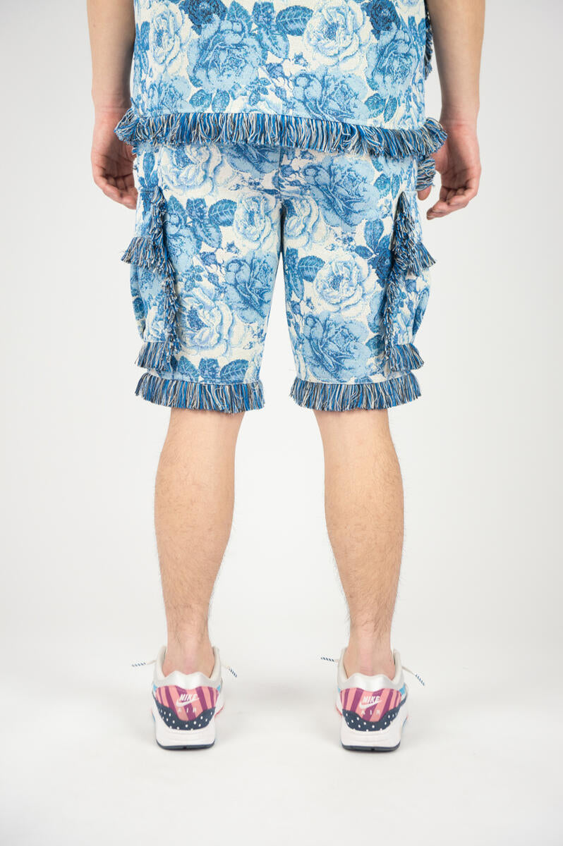 Rebel Minds 'Flowers' Tapestry Shorts (Blue) 641-995